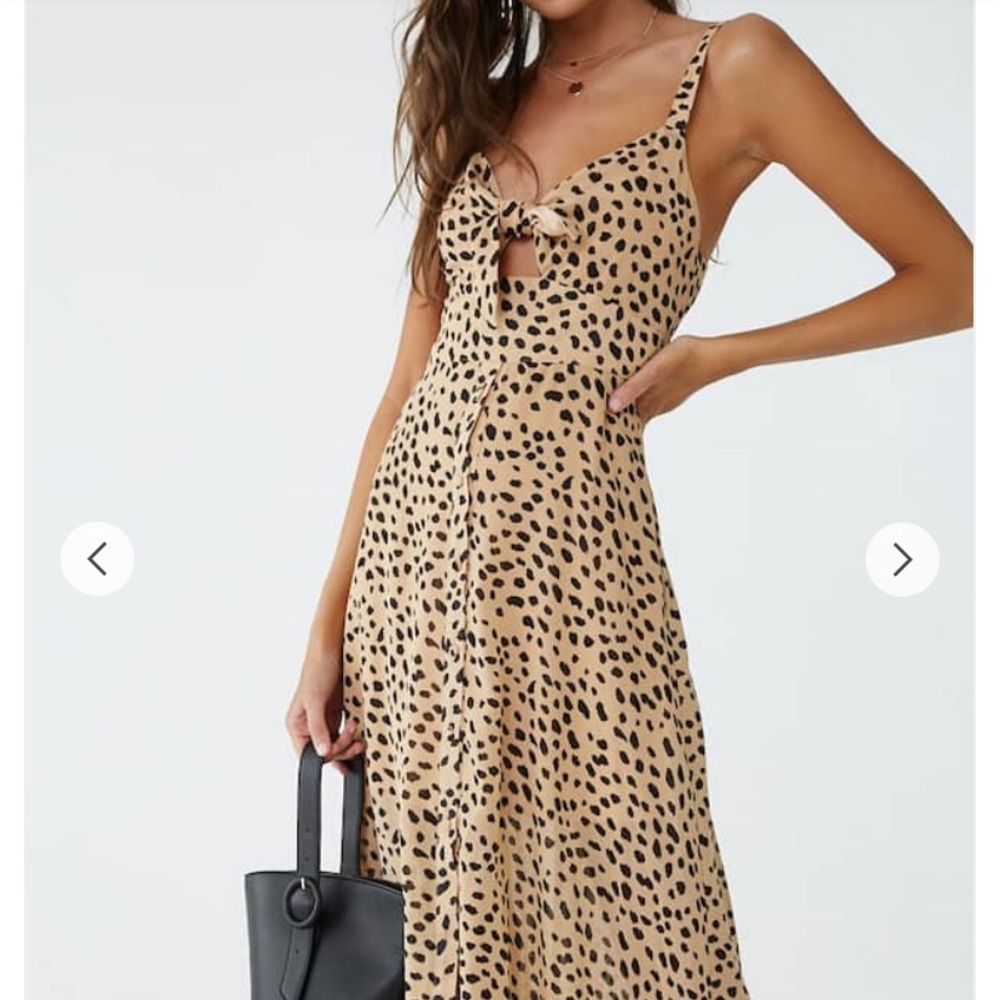 Cheetah print Tie Front Dress Medium Tan and Black